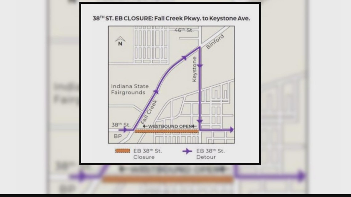 Indygo Purple Line Construction Closure On Th Street Near Fairgrounds