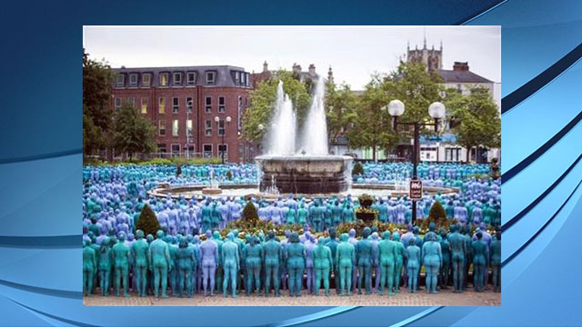 Thousands Strip And Paint Themselves Blue For UK Art Event Wthr