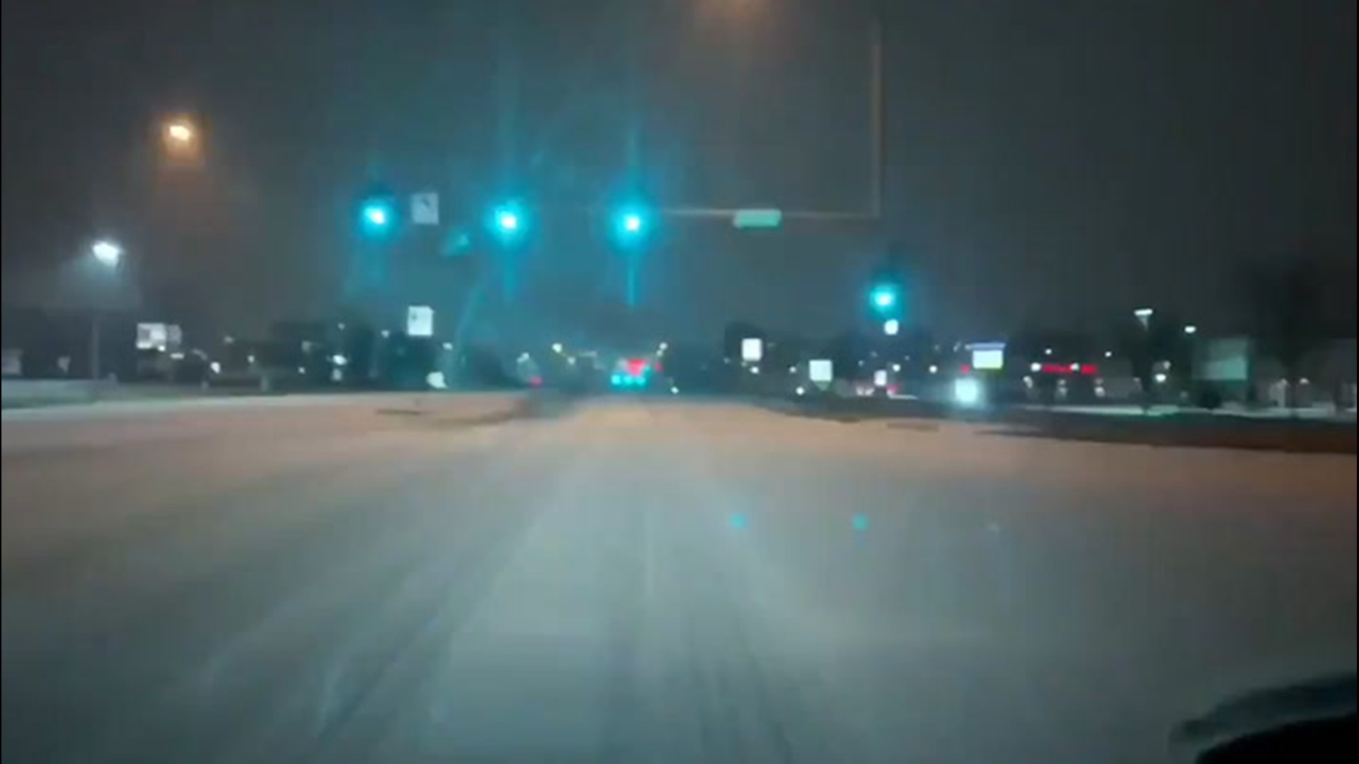 Roads around Omaha, Nebraska, turned white as sleet blanketed the region on April 3.