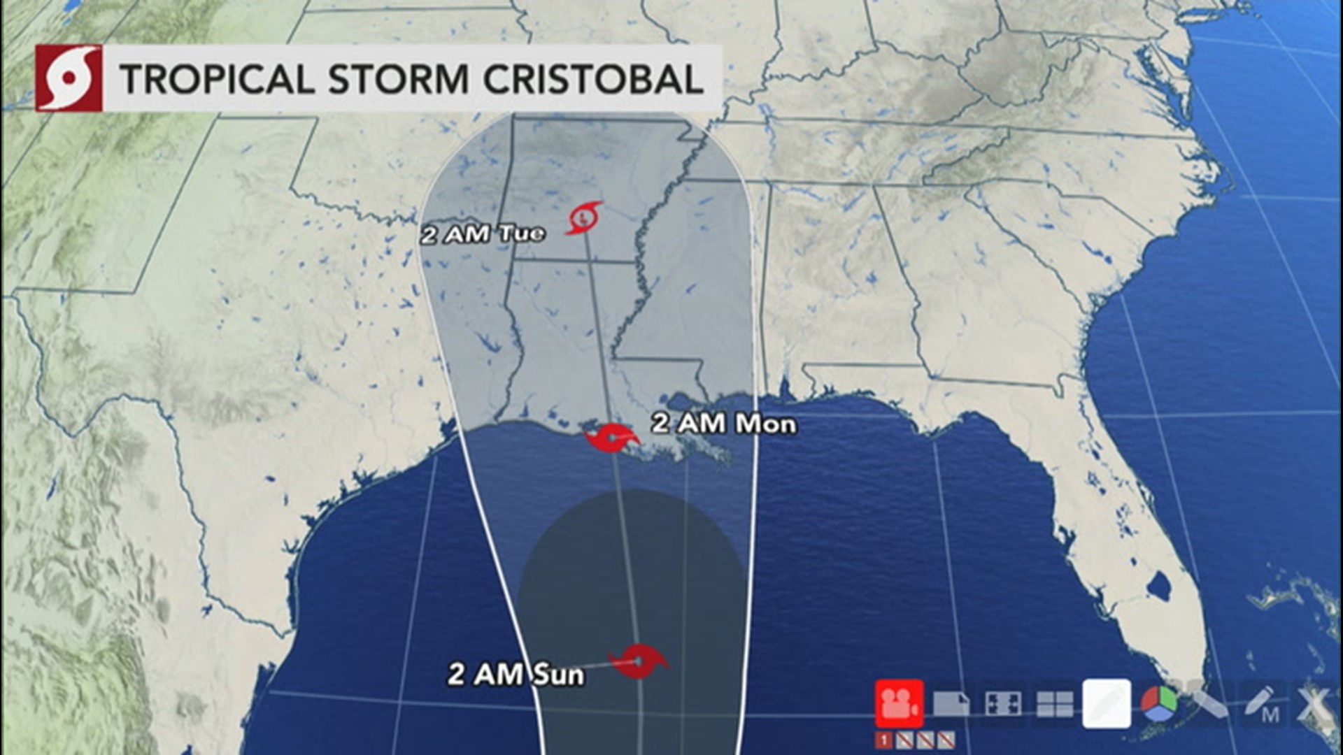 Bernie Rayno breaks down the different scenarios for where Cristobal could make landfall in the U.S.