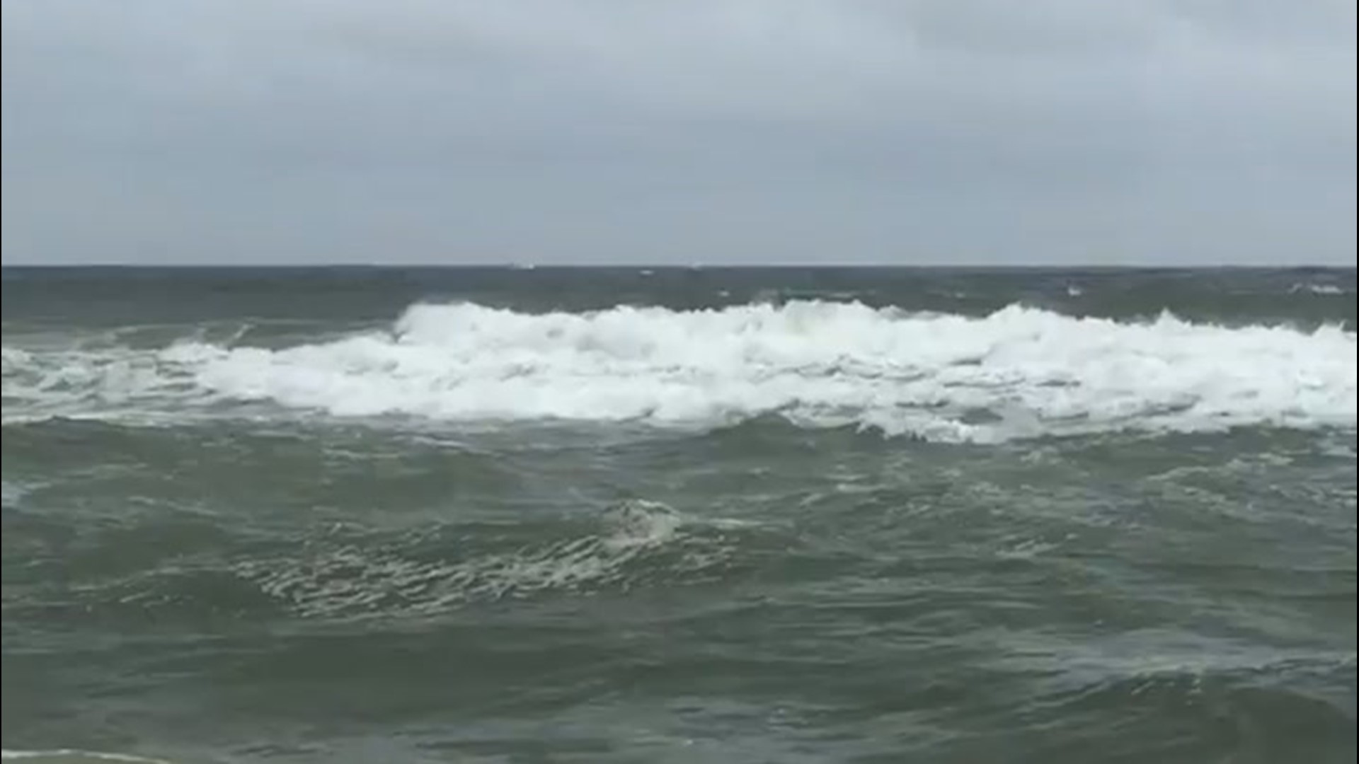 Strong waves influenced by Tropical Storm Cristobal slam the shores of Orange Beach, Alabama, on June 6.