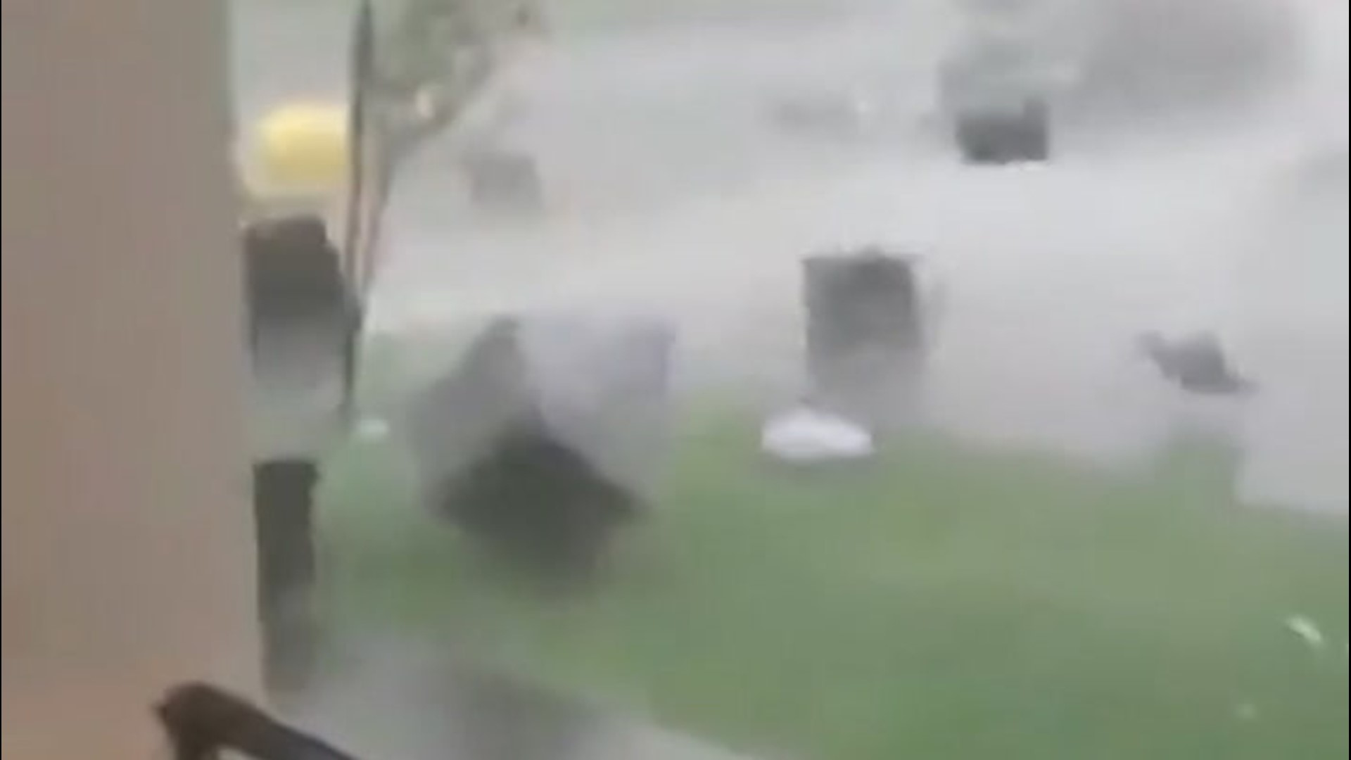 As thunderstorms swept through Lakewood, New Jersey, on June 3, powerful winds sent outdoor furniture flying down a street.