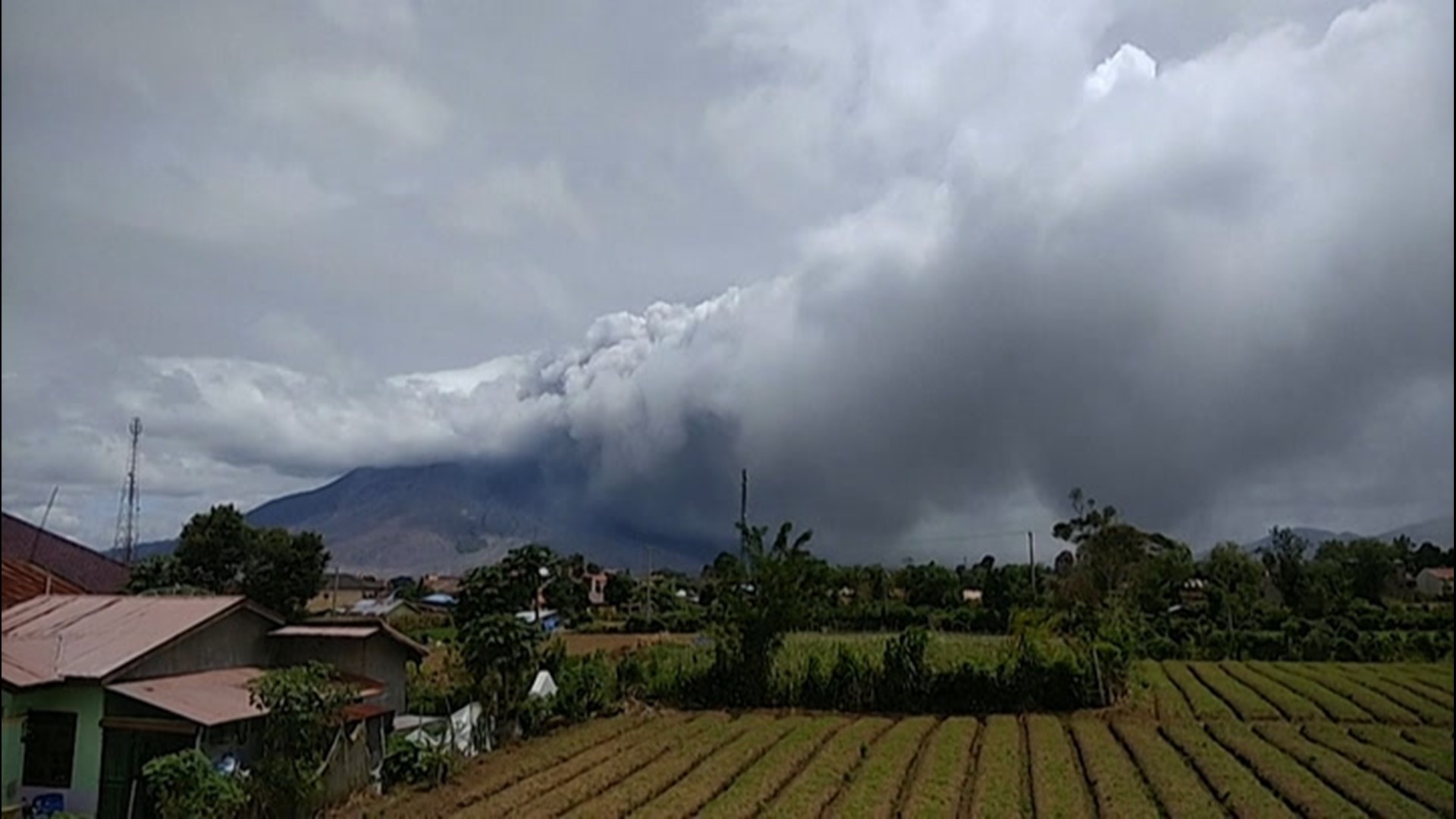 Ash and debris raced into the sky as Indonesia's Mt. Sinabung volcano erupted on Aug. 10. The ash is said to have towered nearly 3 miles into the air.