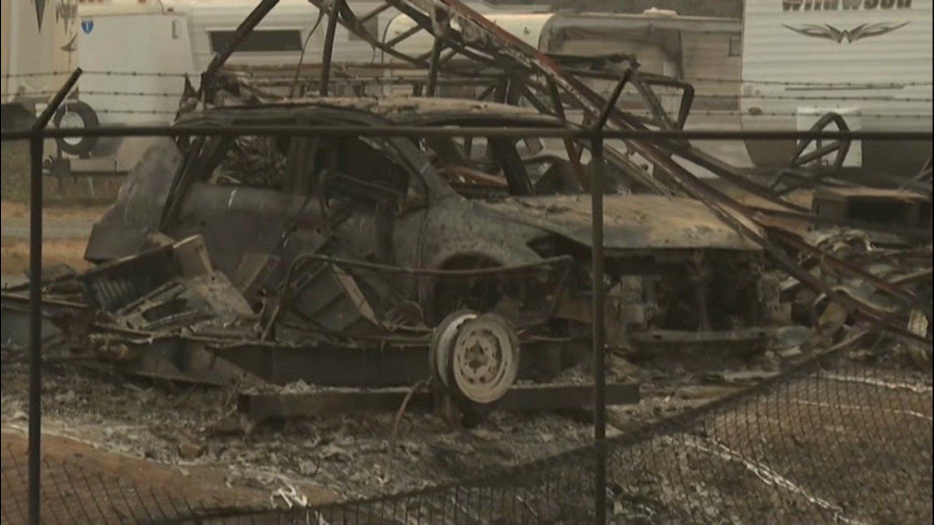 Video shot from a car on Sept. 15 shows the destruction left behind in Talent, Oregon, after the Amelda Fire scorched through the town earlier this month.