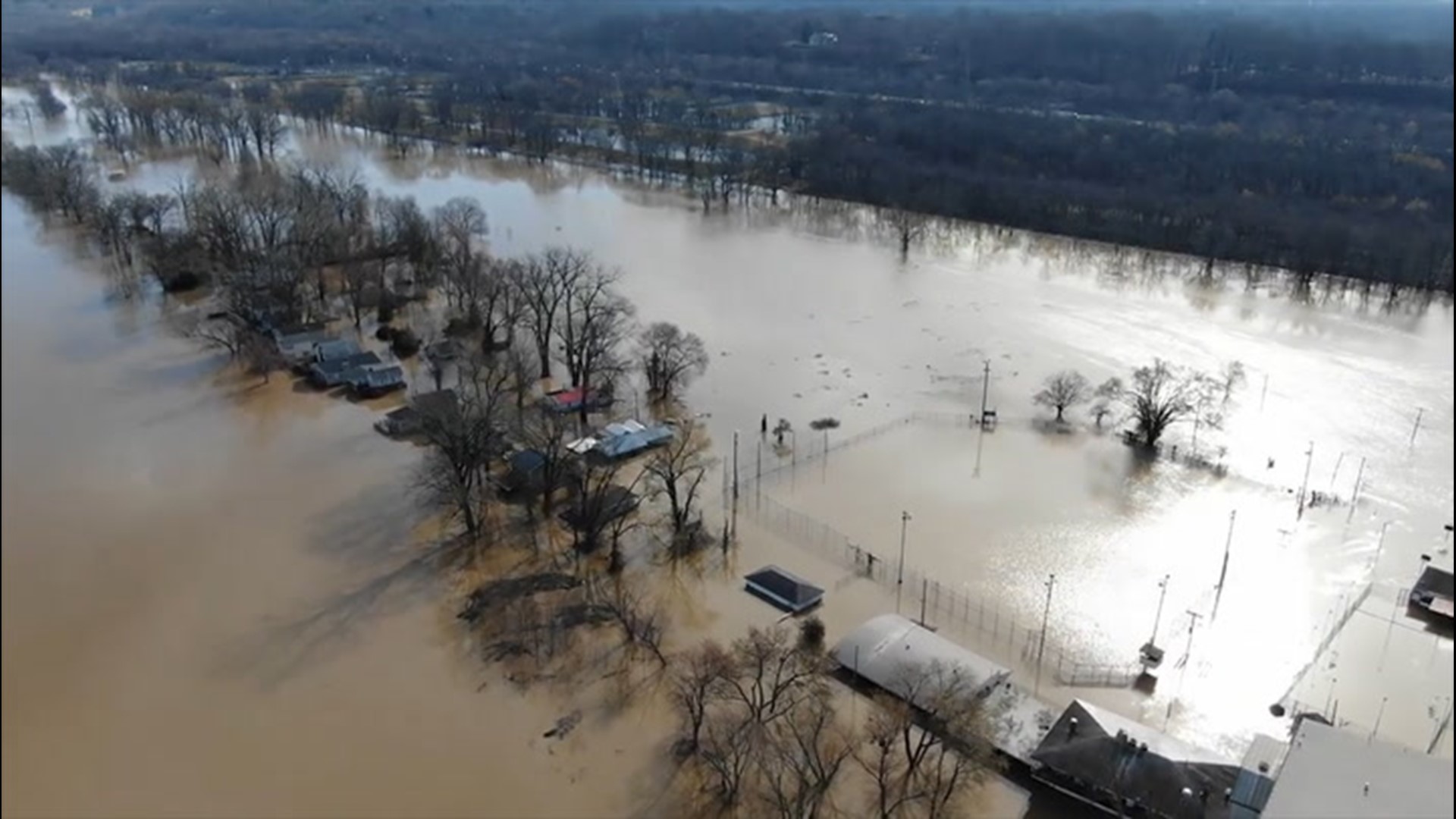 Drone footage, from March 5, shows a better view of the terrible  flooding which impacted Louisville, Kentucky.