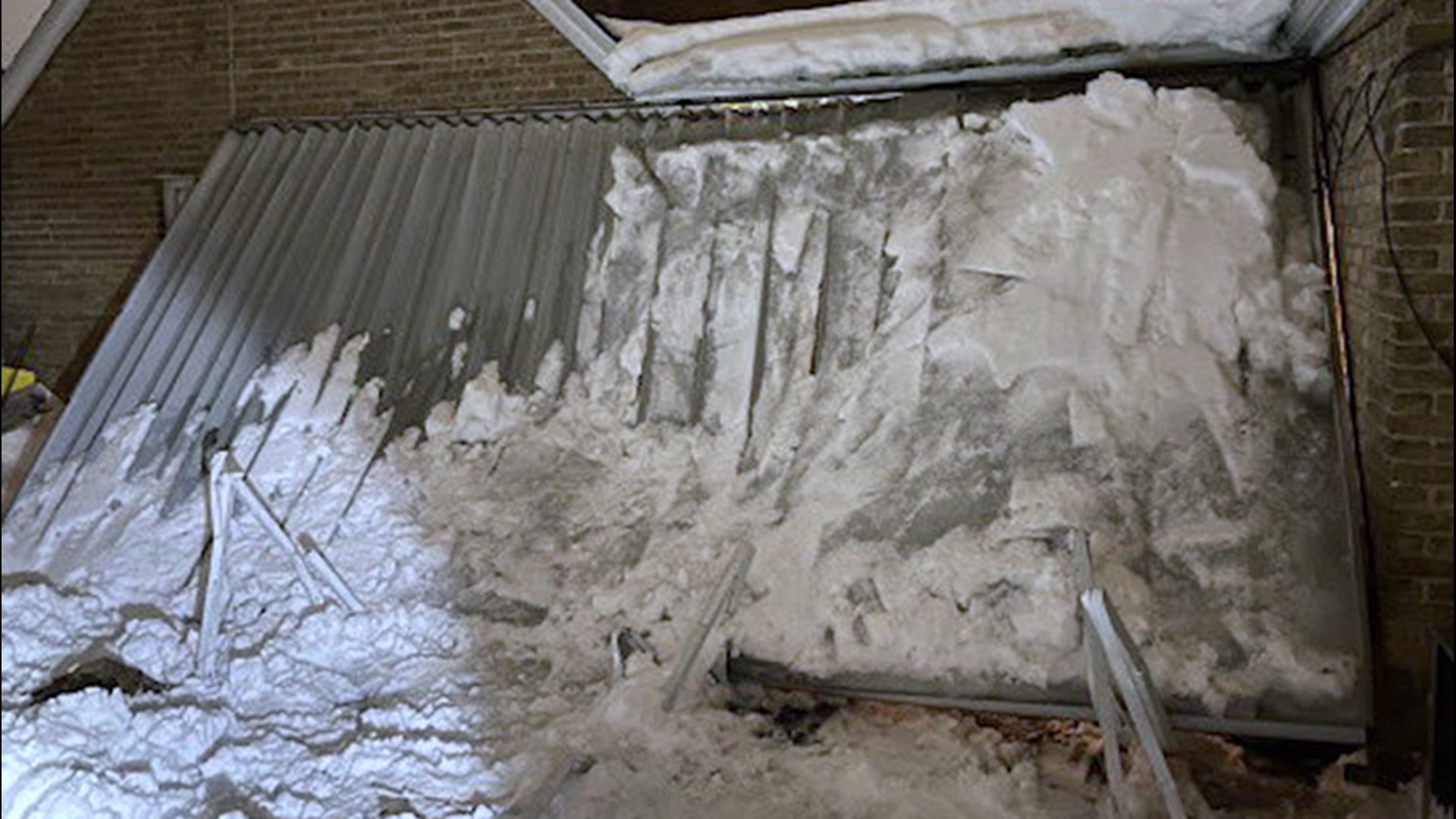 A woman was shoveling snow out of her home until the canopy above her collapsed due to heavy snow and ice. Firefighters rushed to the scene to rescue her on Feb. 23.