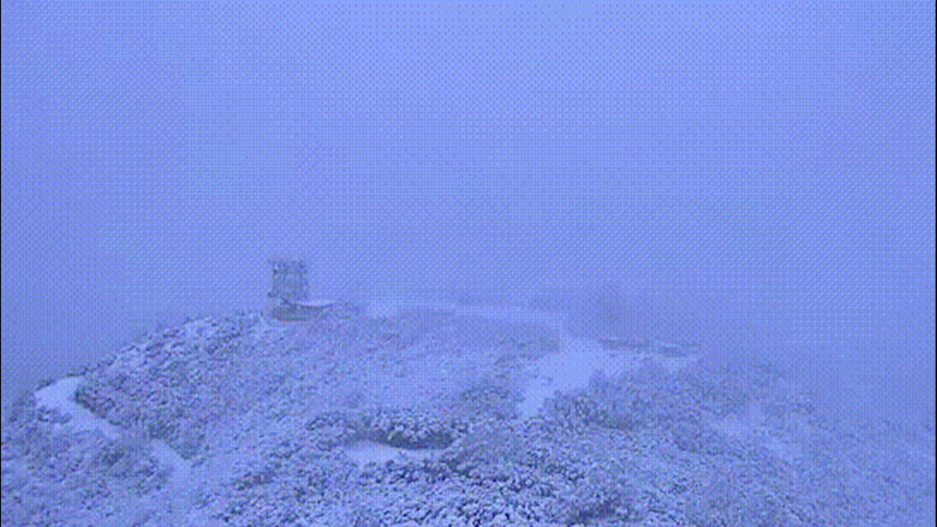 On this webcam timelapse from early on March 17, snow and fog cover Mount Diablo, California, northeast of San Francisco.