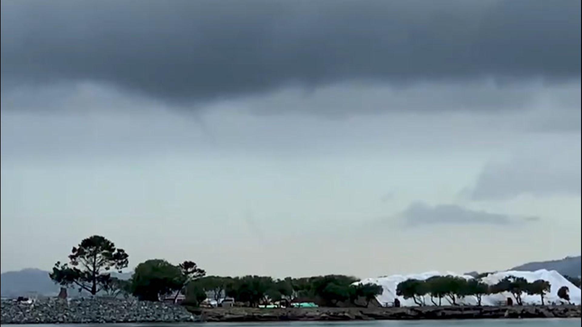 A waterspout was spotted north of Coyote Point Park in California on Monday, April 6.