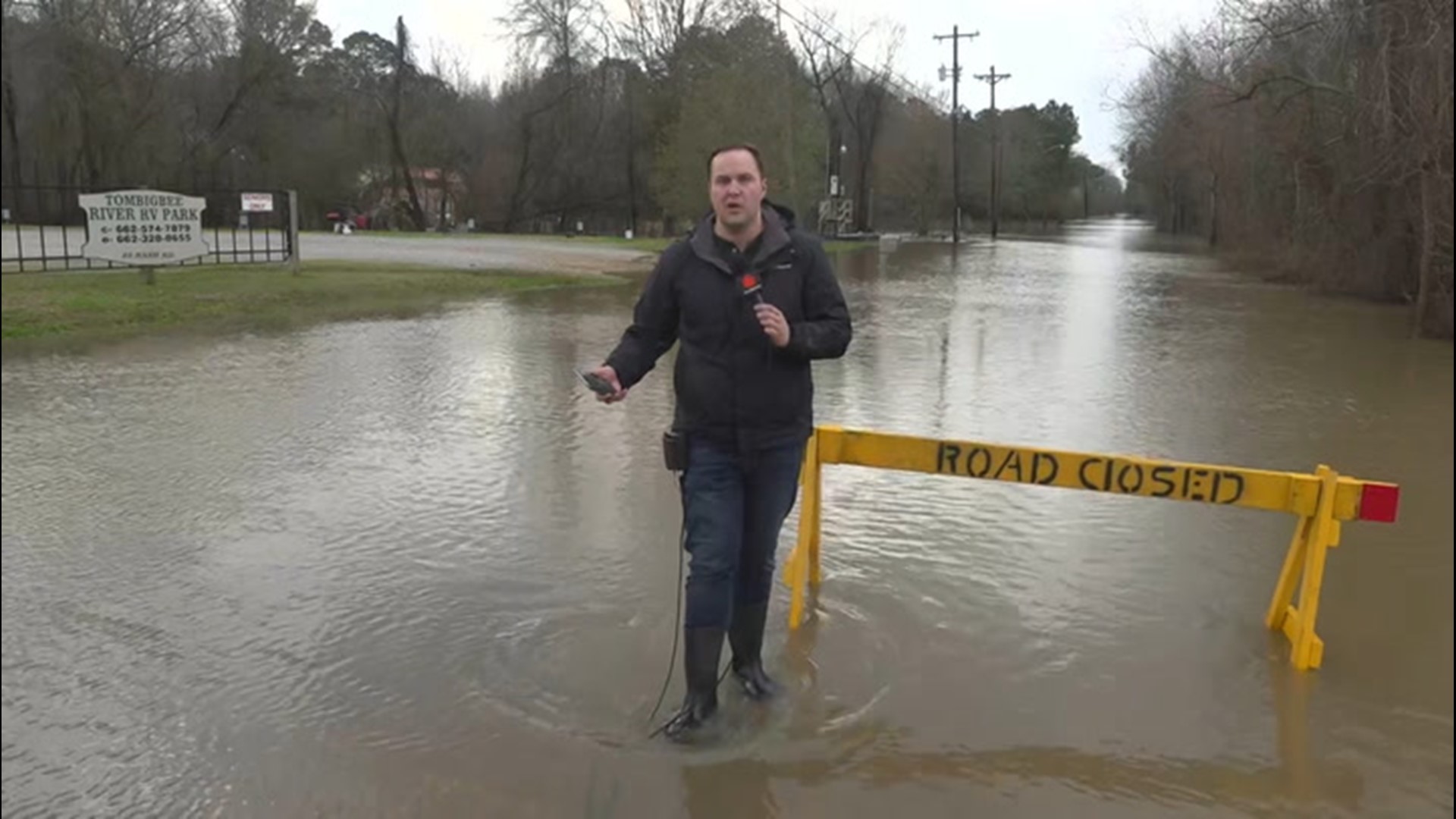 Communities in Mississippi already dealing with flooded roads were dreading another line of storms that would roll through later in the afternoon of Feb. 12.