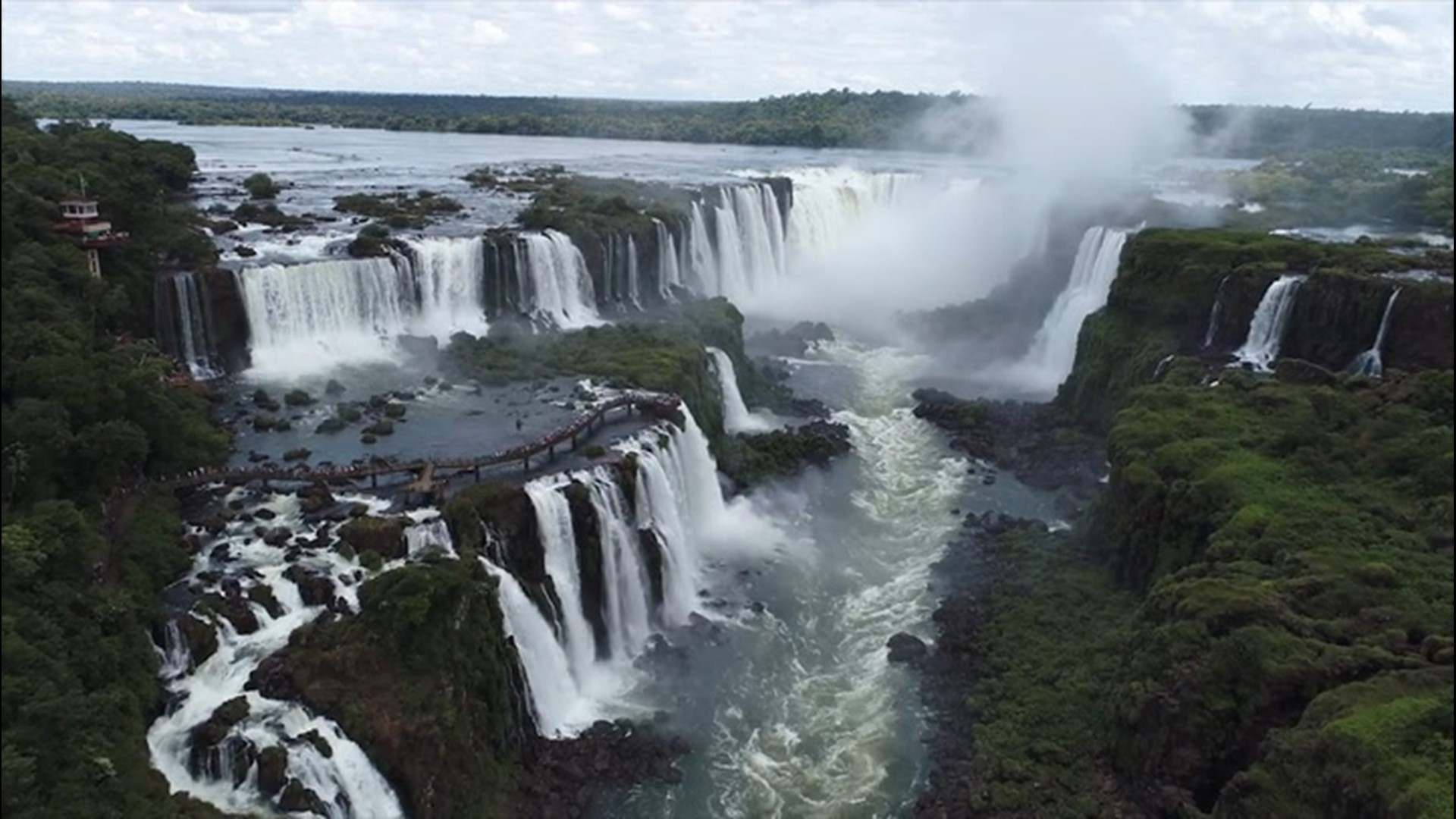 Iguazu Falls, located on the border of Argentina and Brazil, is one of the widest waterfalls in the world, at more than a mile and a half wide.