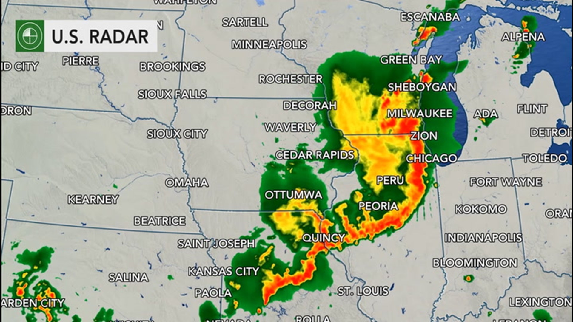 This radar from AccuWeather detects the derecho that swept through Midwest from 9 A.M. to 9 P.M. local time.