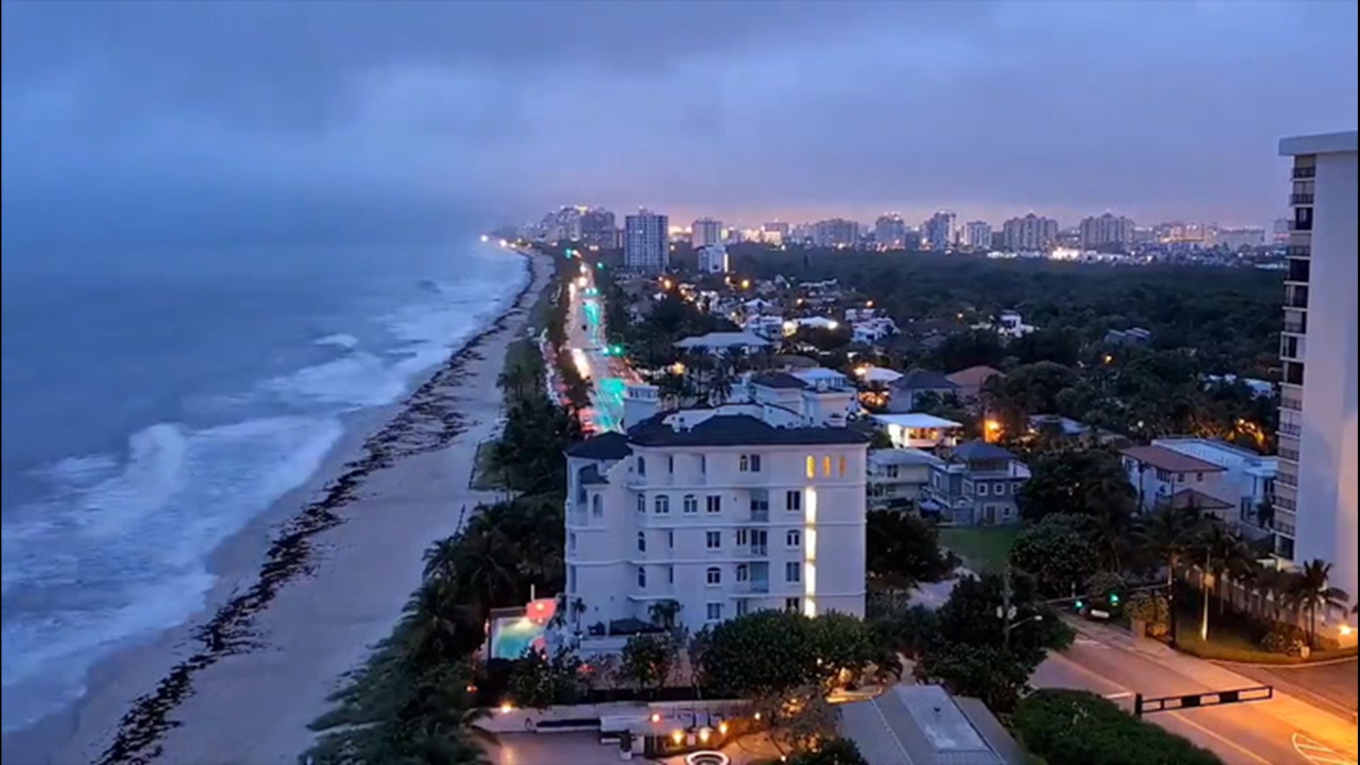 A timelapse captured along the beach in Fort Lauderdale, Florida, shows clouds from Isaias sweeping through the area.