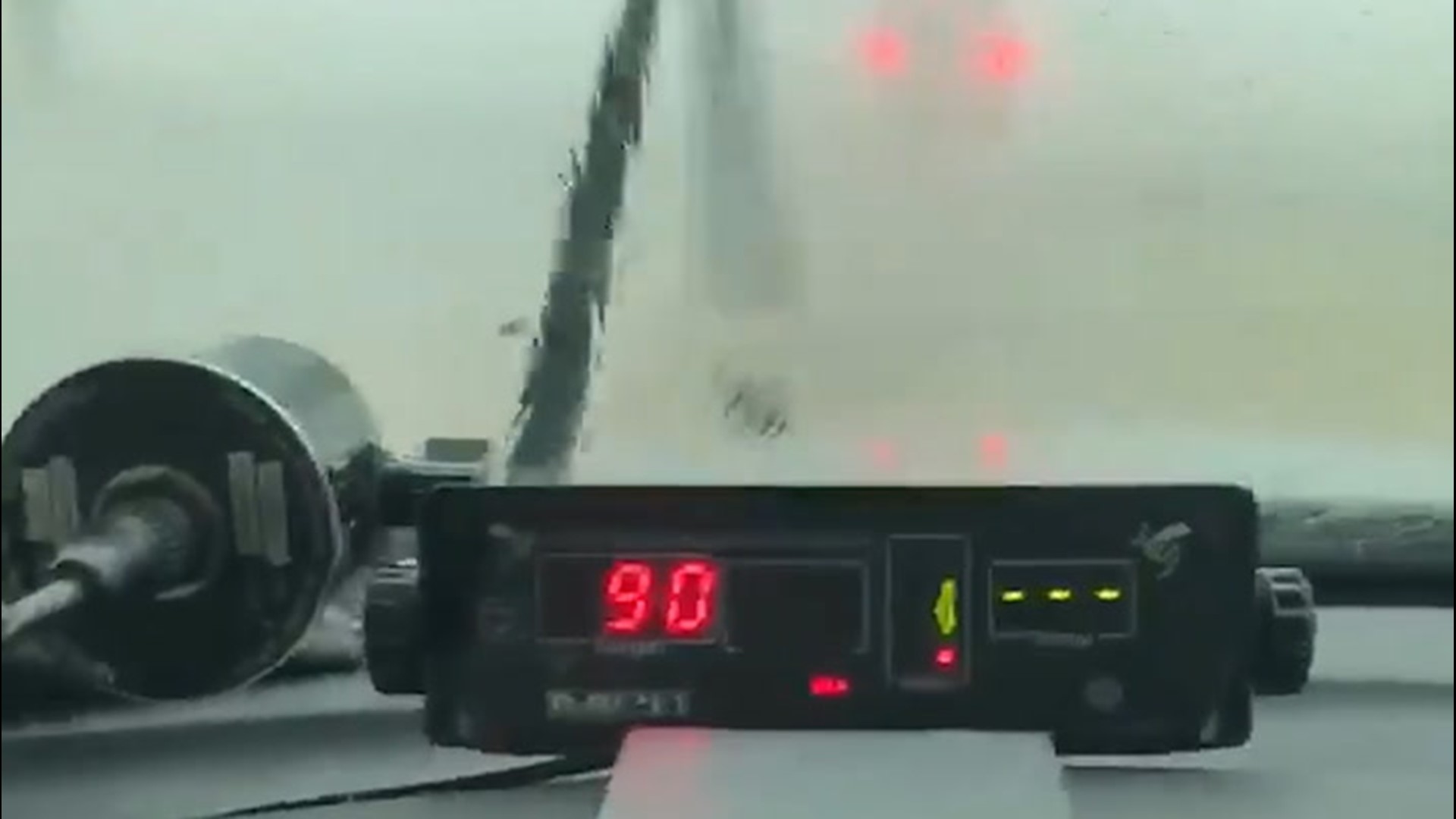 An Iowa state trooper captured wind speeds topping 90 mph during the worst part of the derecho that hit Cedar Rapids, Iowa, on Aug. 10.
