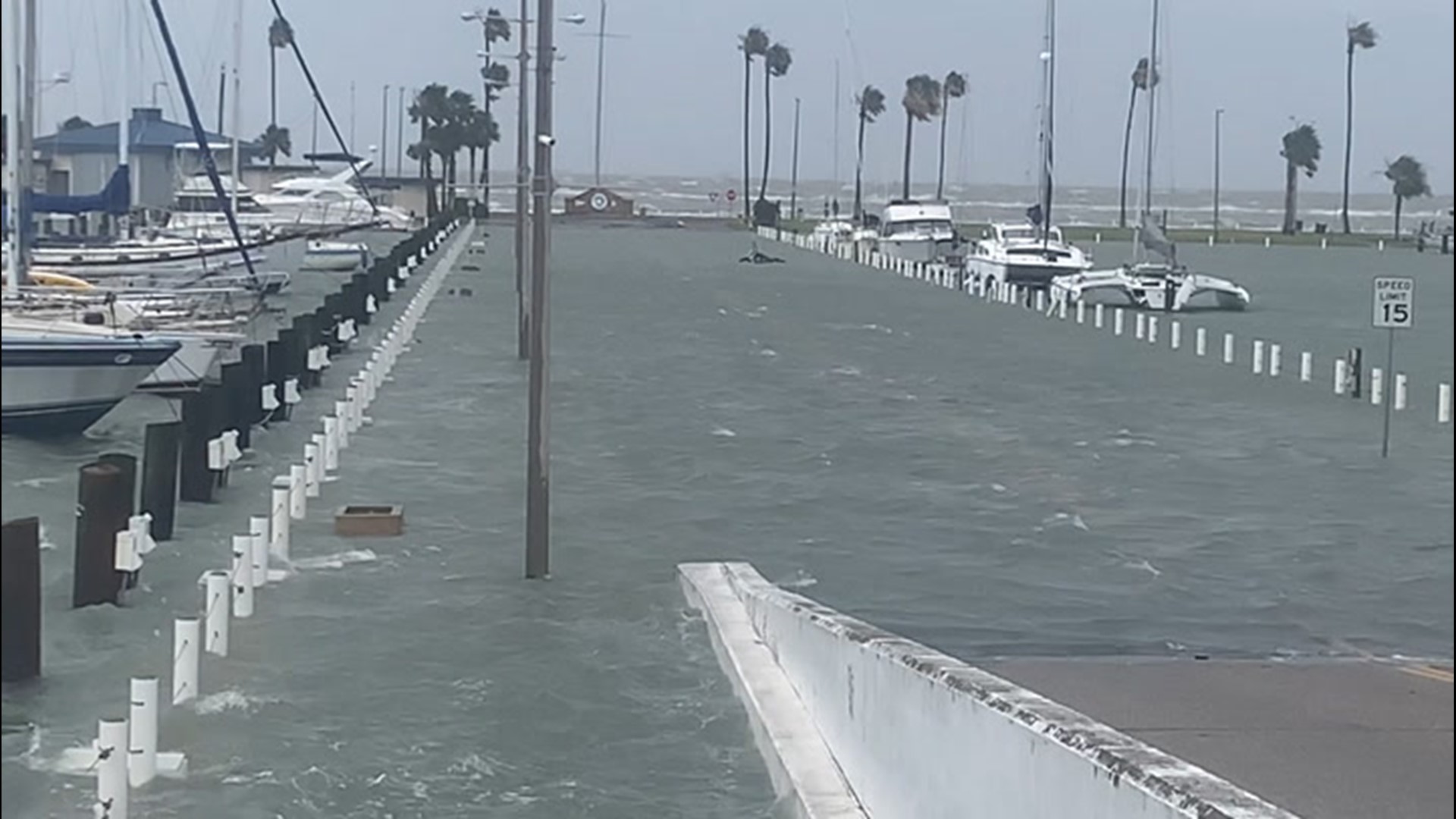 Low lying areas in downtown Corpus Christi, Texas, were flooded on July 25, thanks to Hurricane Hanna.