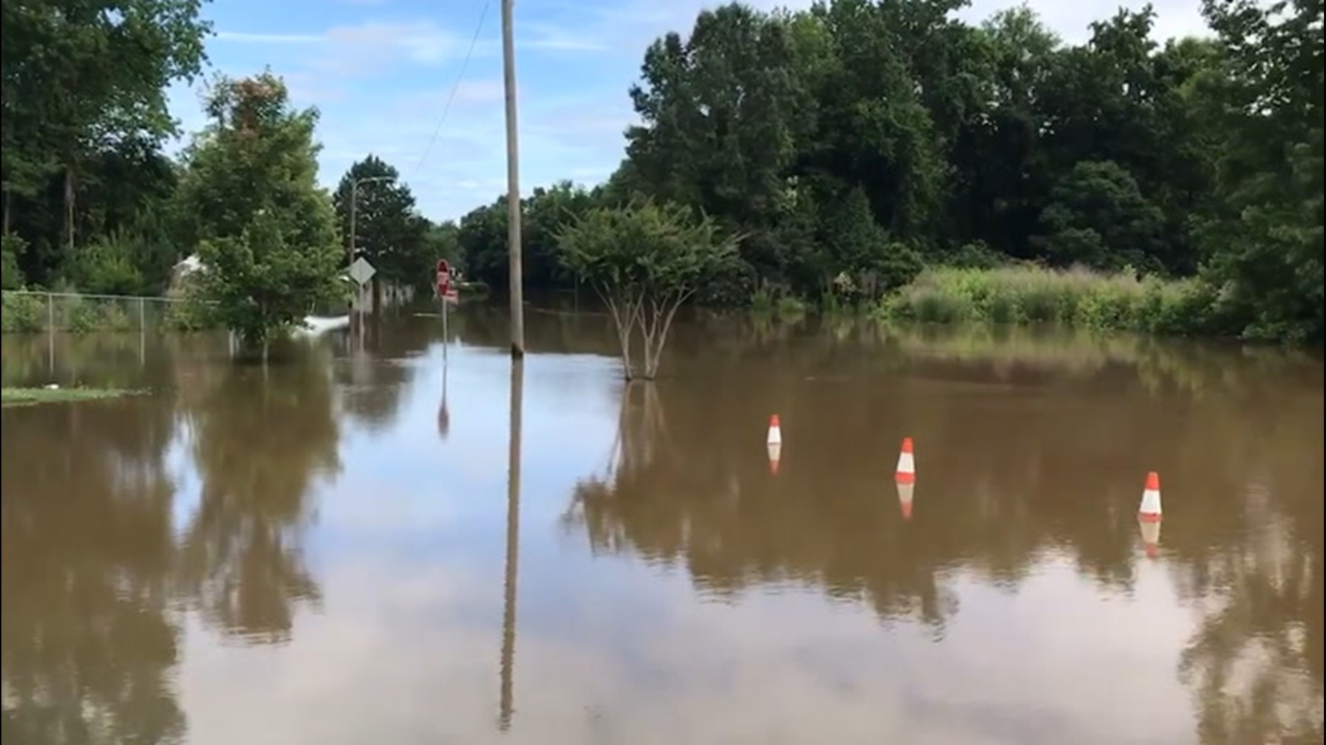 This river you see used to be a road in Rocky Mount, North Carolina, on June 18. Heavy rainfall caused creek and river flooding to spill into the city.