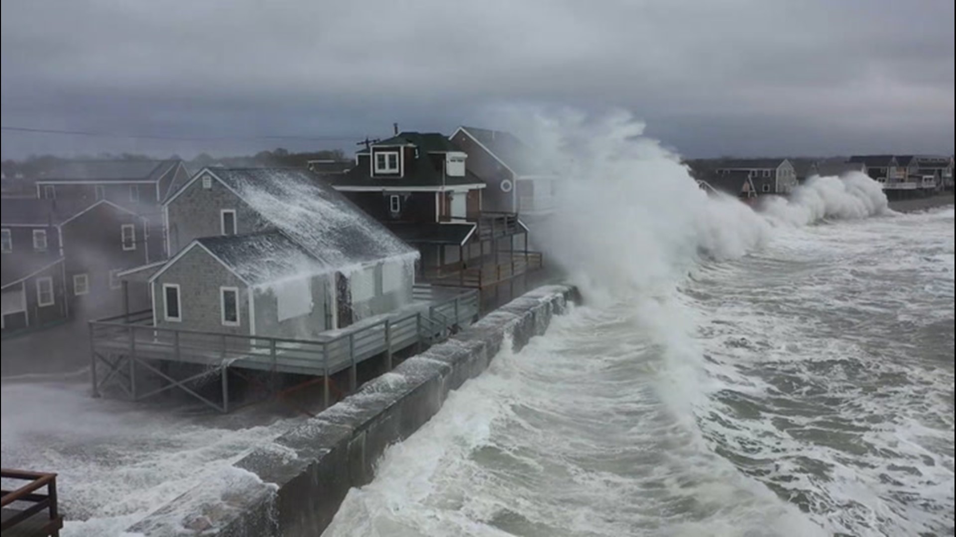 Massive waves crash into Massachusetts coast, damaging homes