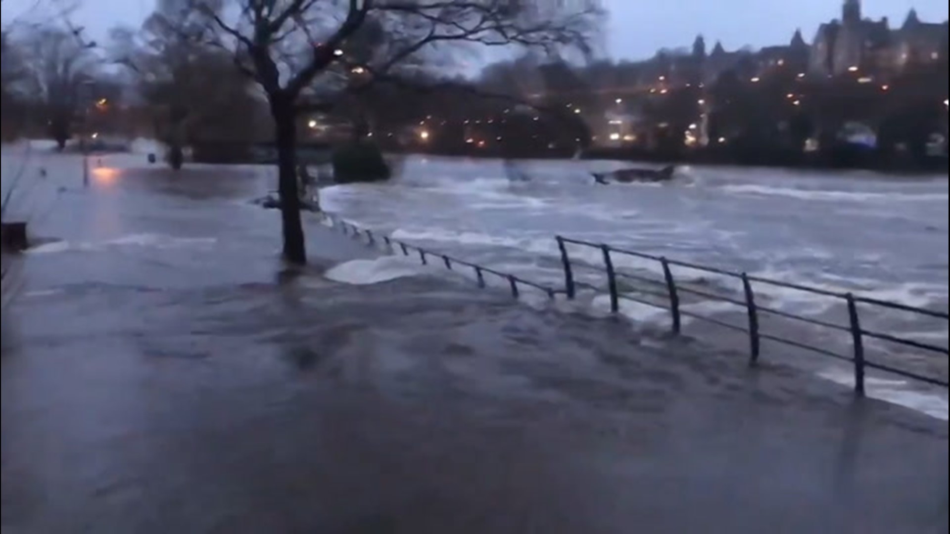 Torrential rain caused flash flooding in Cork, Ireland, on Feb. 24, forcing flood warnings to be issued for the area.