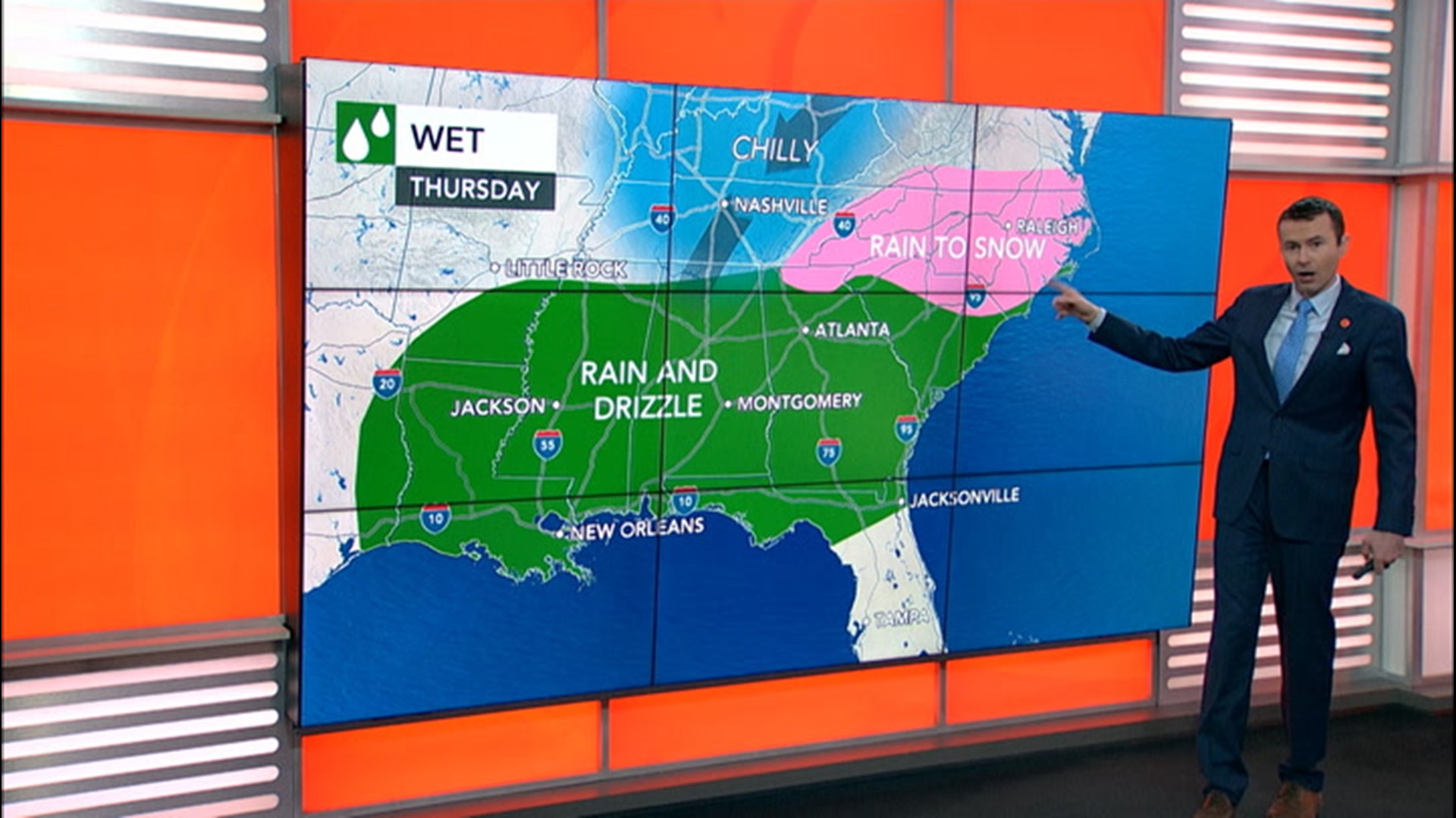 It's been a wet couple of weeks for the South, but some wintry precipitation may arrive and cause trouble in parts of the region later this week.