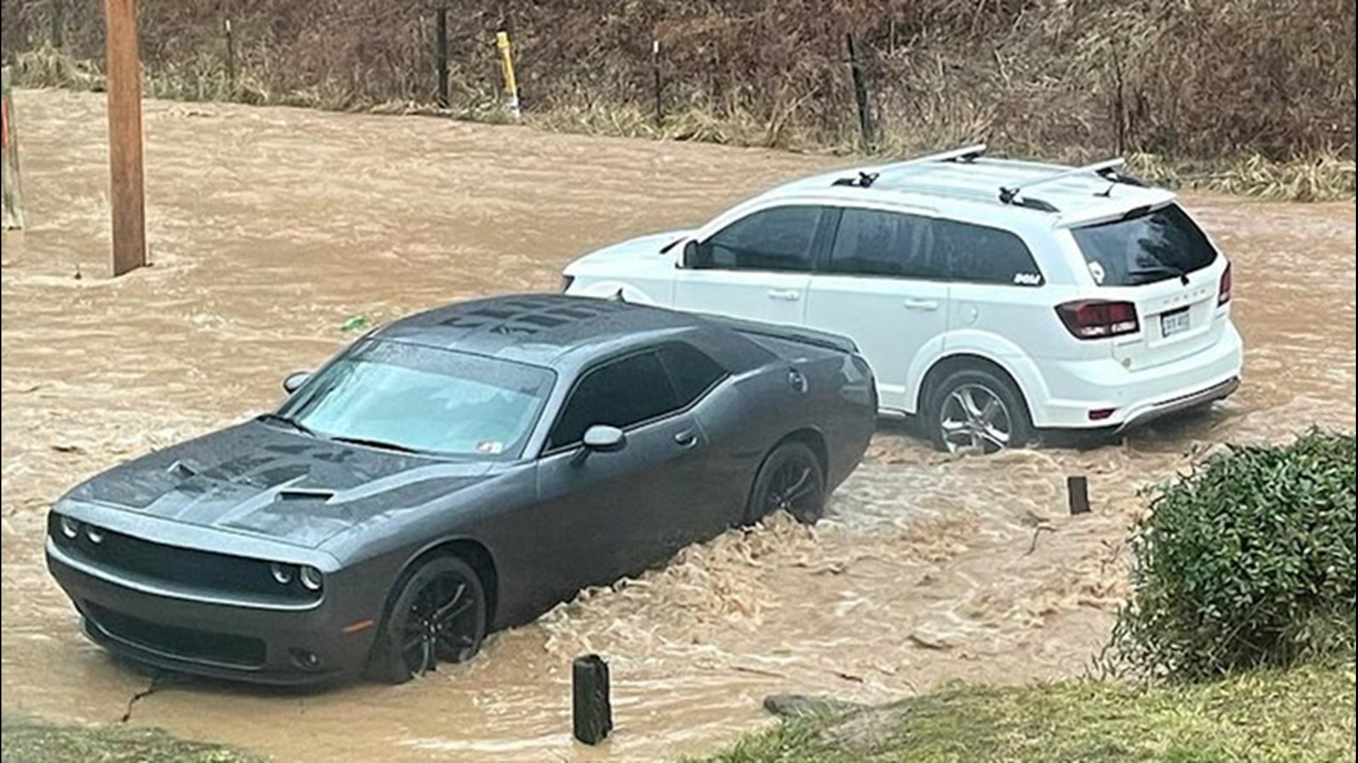 Heavy rain led to flooding in Hurricane, West Virginia, on Feb. 28. If you see flooding like this, remember: turn around, don't drown!