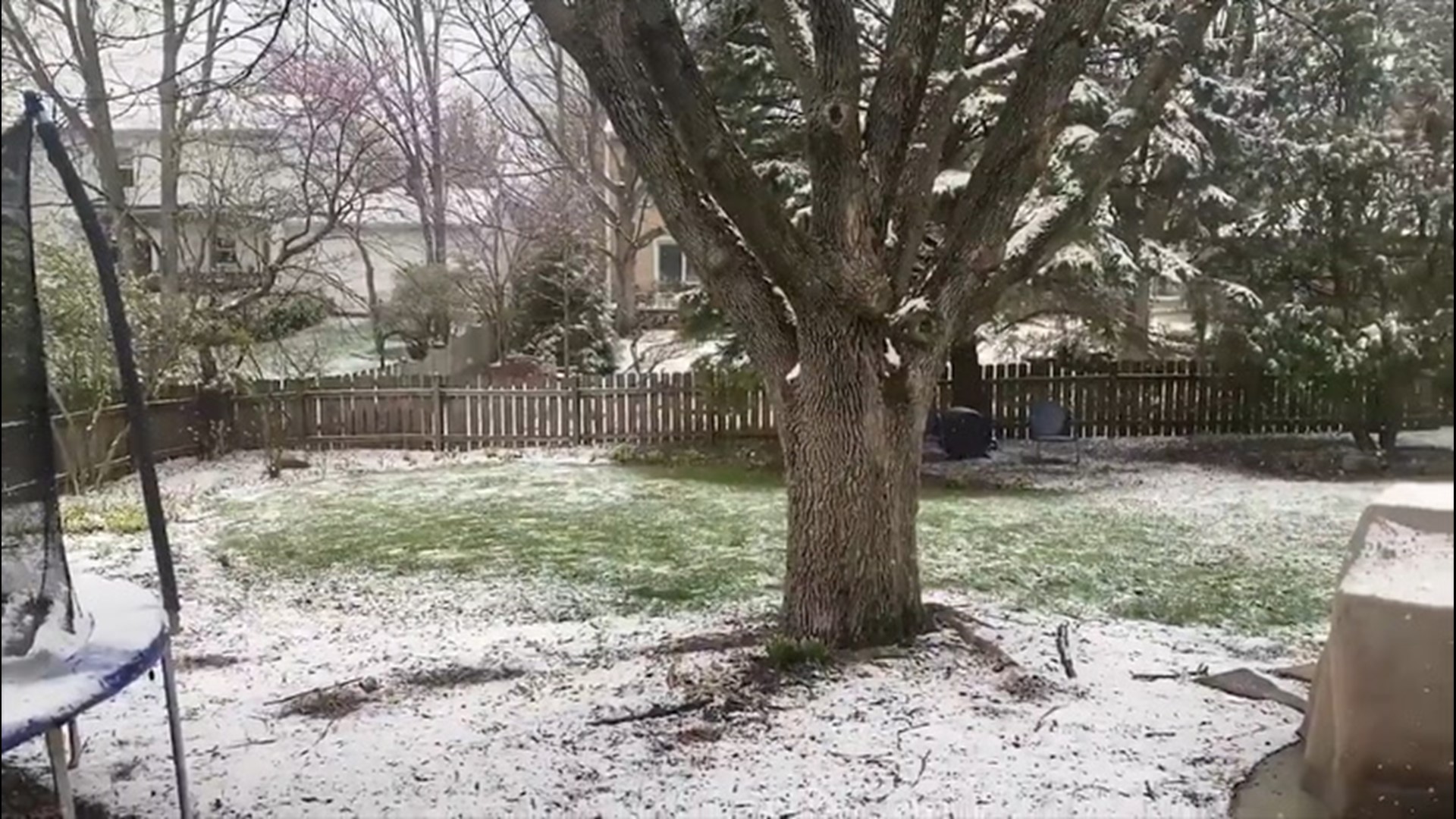 A system that brought late-season snow from the Rockies to the Plains continued along its track on April 20, with people in the Northeast the latest to receive springtime snow.