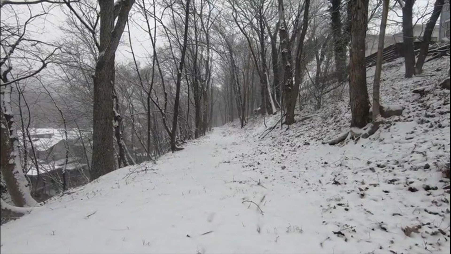 This time-lapse video shows nine inches of snow accumulating in Cumberland, Maryland, thanks to a powerful mid-December nor'easter on Dec. 16.