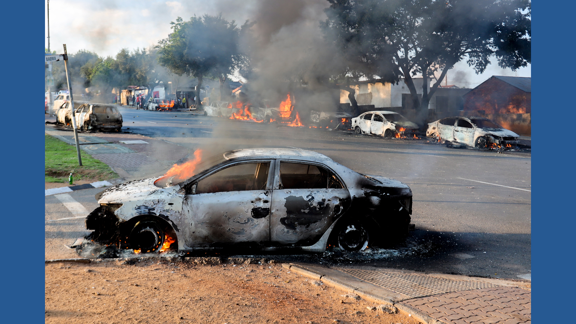 Offensive Rage Vehicles torched in South Africa as protests over asylum ruling rage on ...