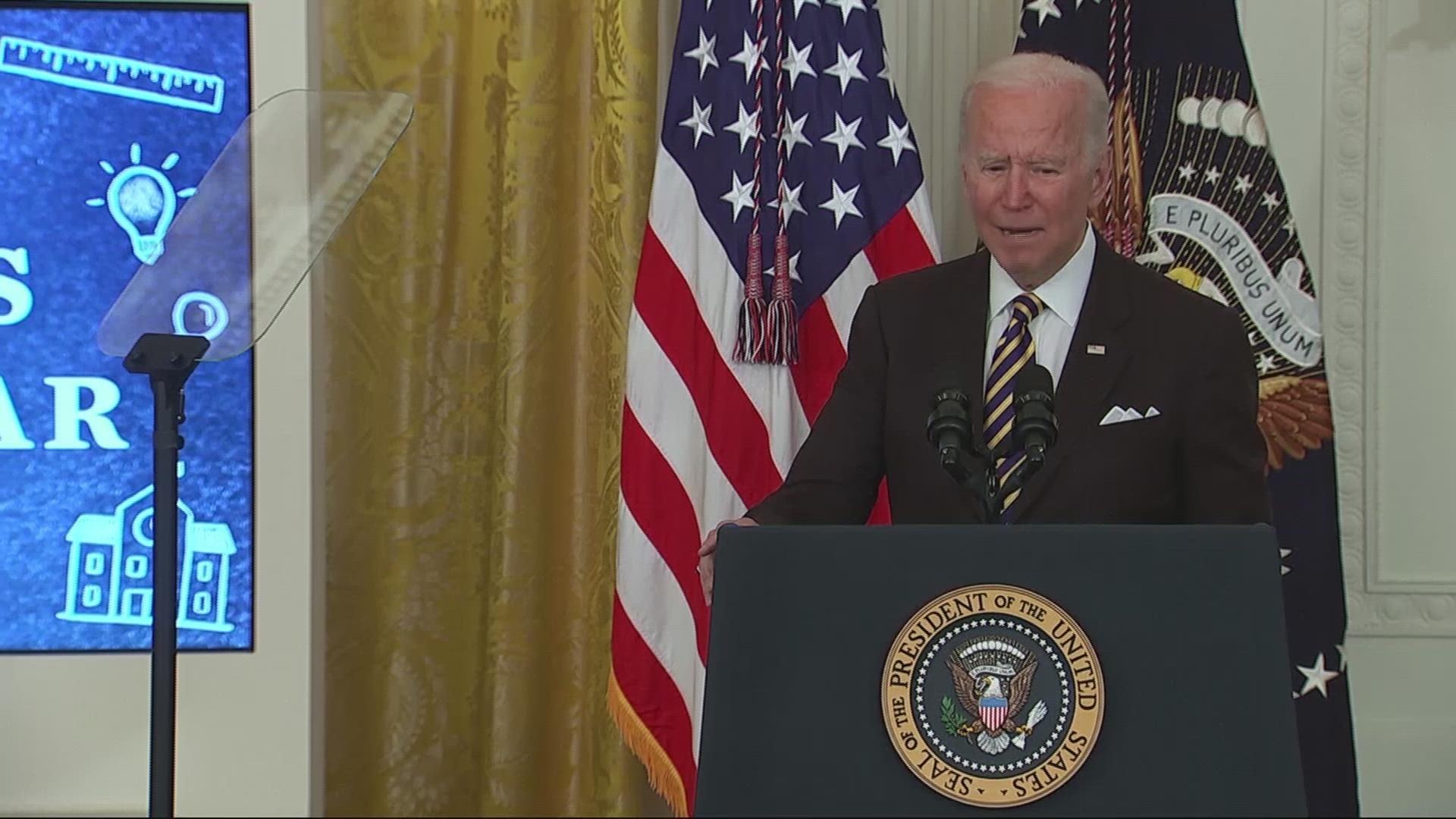 President Joe Biden offered a deeply personal story saluting school leaders who helped him overcome a serious childhood stutter.