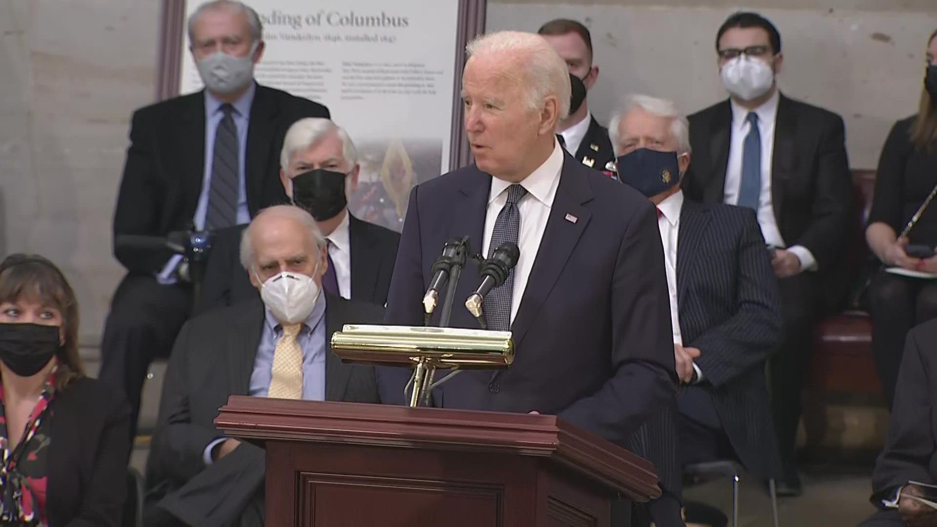 As part of his tribute to Bob Dole, President Joe Biden read part of the former Republican senator's final message to this country.