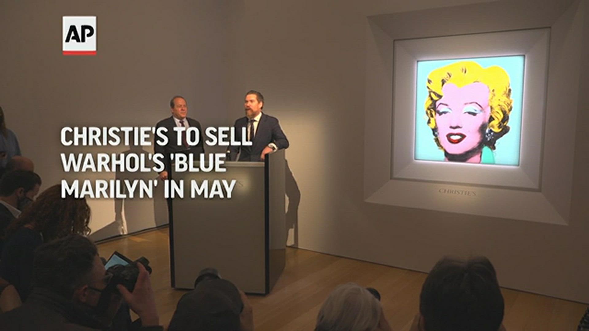 Andy Warhol's "Shot Sage Blue Marilyn" image is being auctioned in May for what is expected to be record-breaking price.