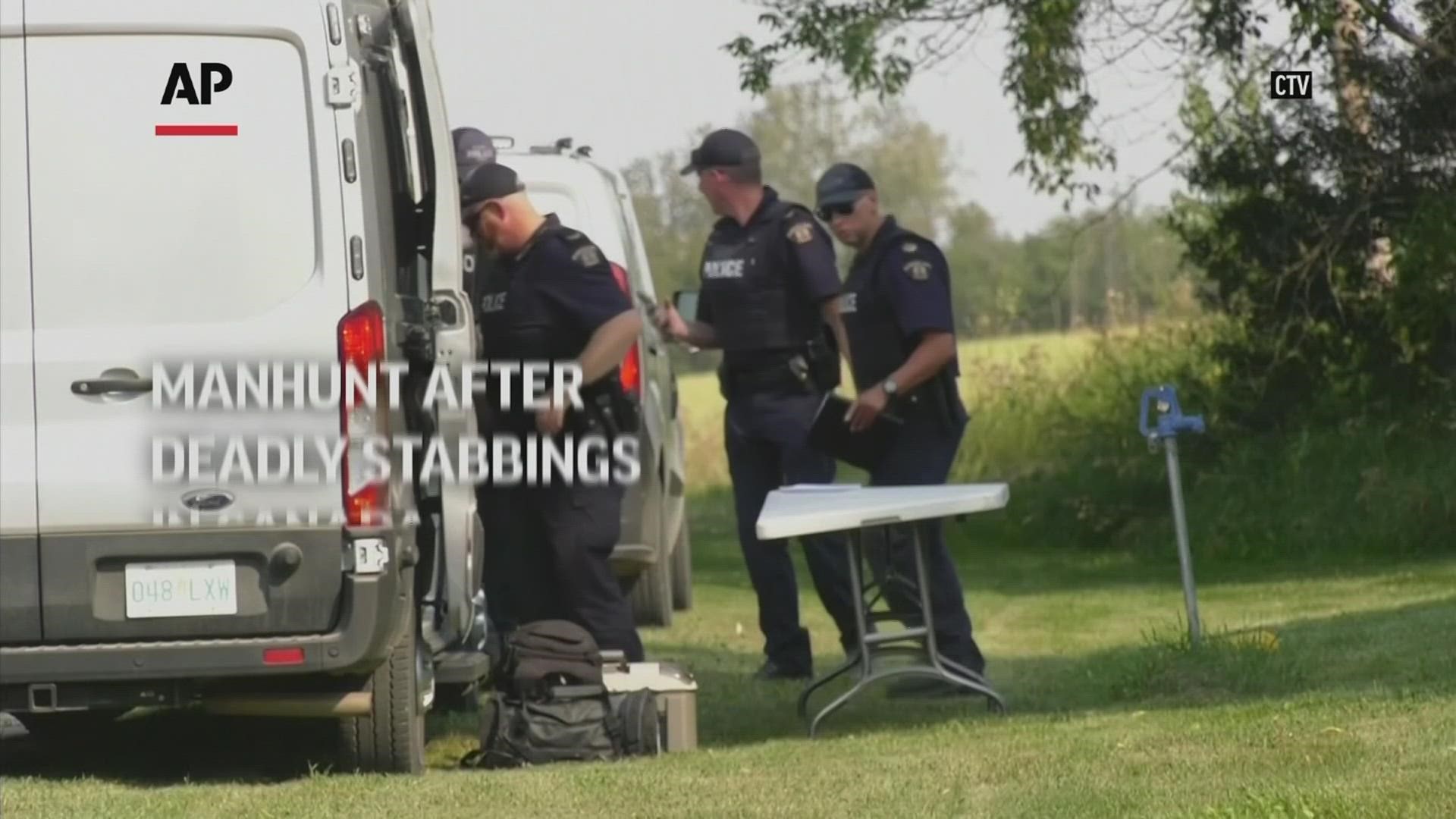 A series of stabbings at an Indigenous community and at another town nearby in Saskatchewan left 10 people dead and 15 wounded, Canadian police said Sunday.