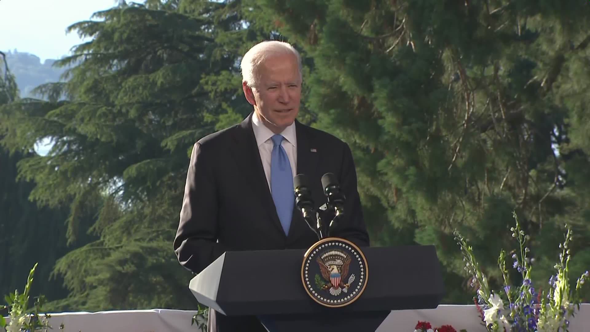 President Joe Biden responds to questions about Russian election interference and Alexei Navalny in prison, after summit with Russian President Vladimir Putin