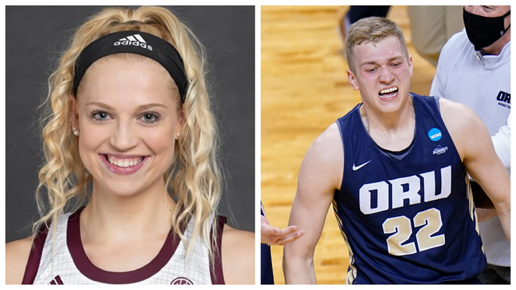 Oral Roberts forward, Texas A&M center dating, playing in Sweet 16