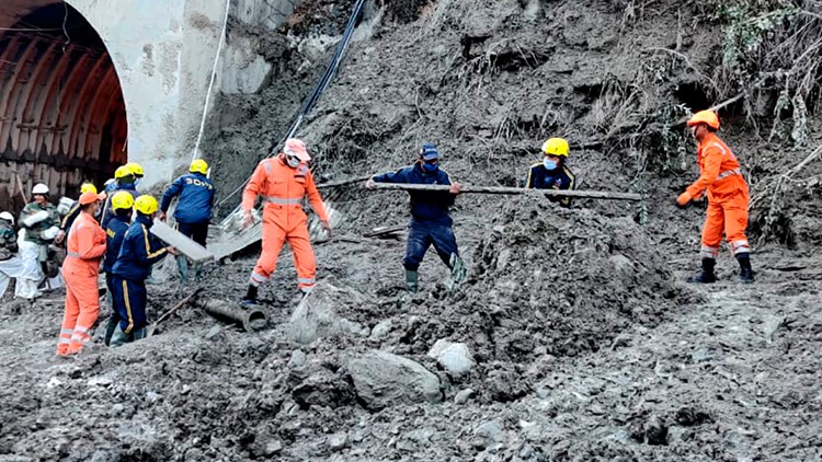 Rescuers in India digging for 37 trapped in glacier flood