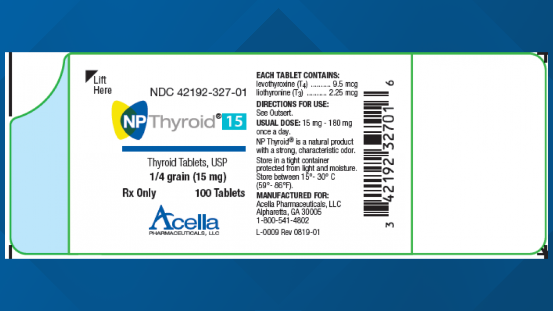 FDA NP Thyroid medication recalled for subpotency