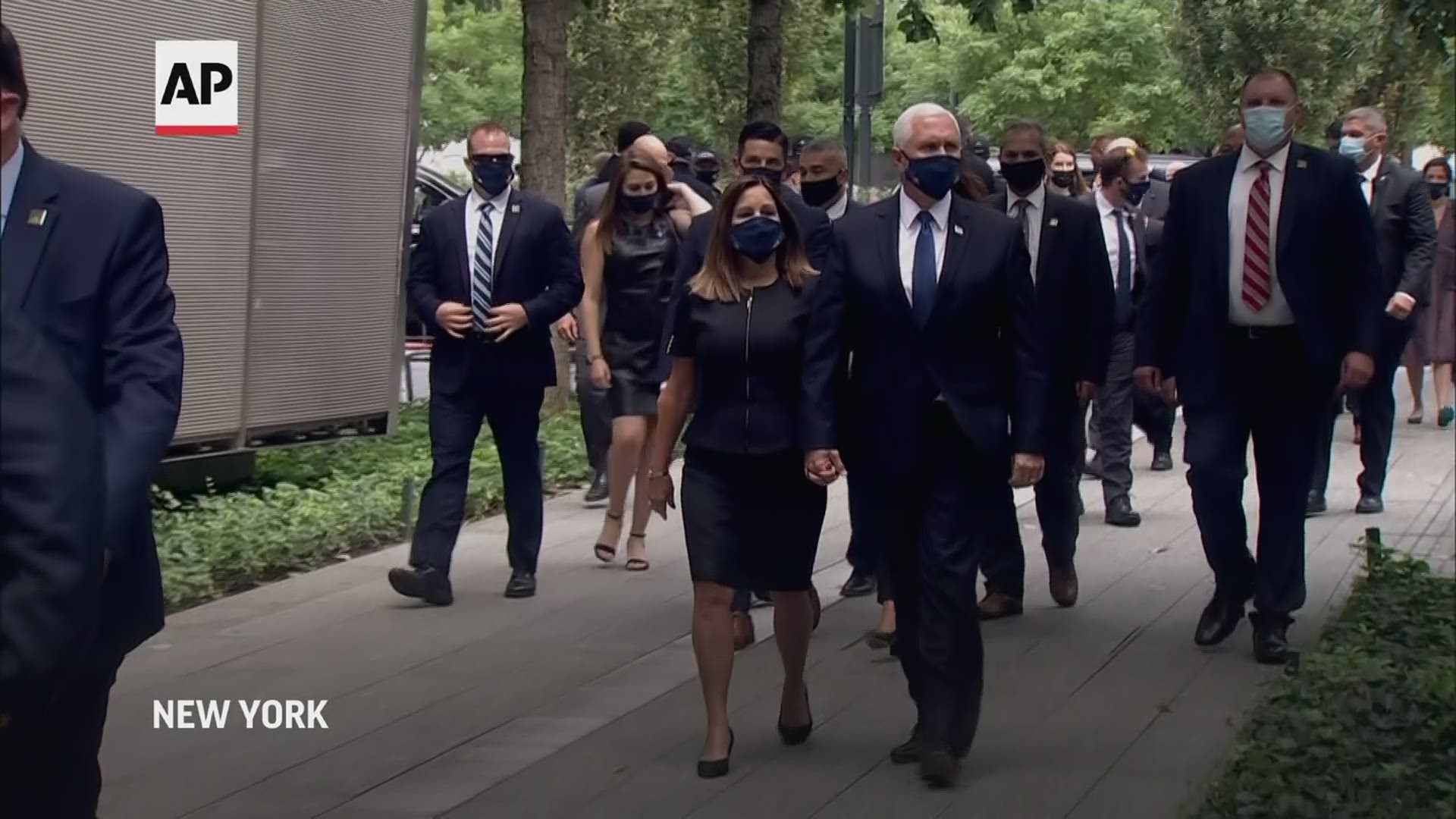 Vice President Mike Pence and Democratic presidential candidate Joe Biden arrived at the 9/11 memorial in New York on Friday.