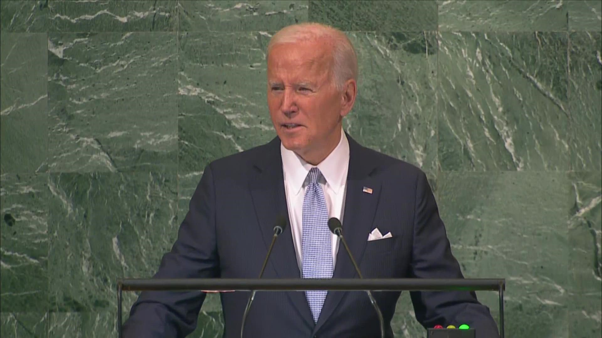 Speaking to the U.N. General Assembly, President Joe Biden called on world leaders to stand in solidarity with Ukraine.