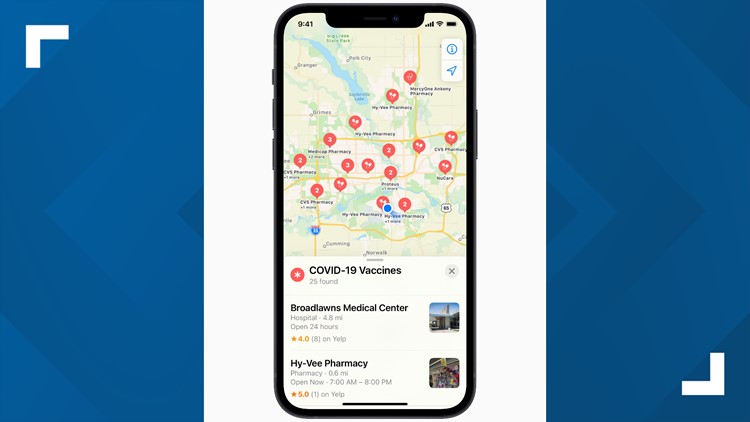 Apple Maps now shows COVID-19 vaccination locations