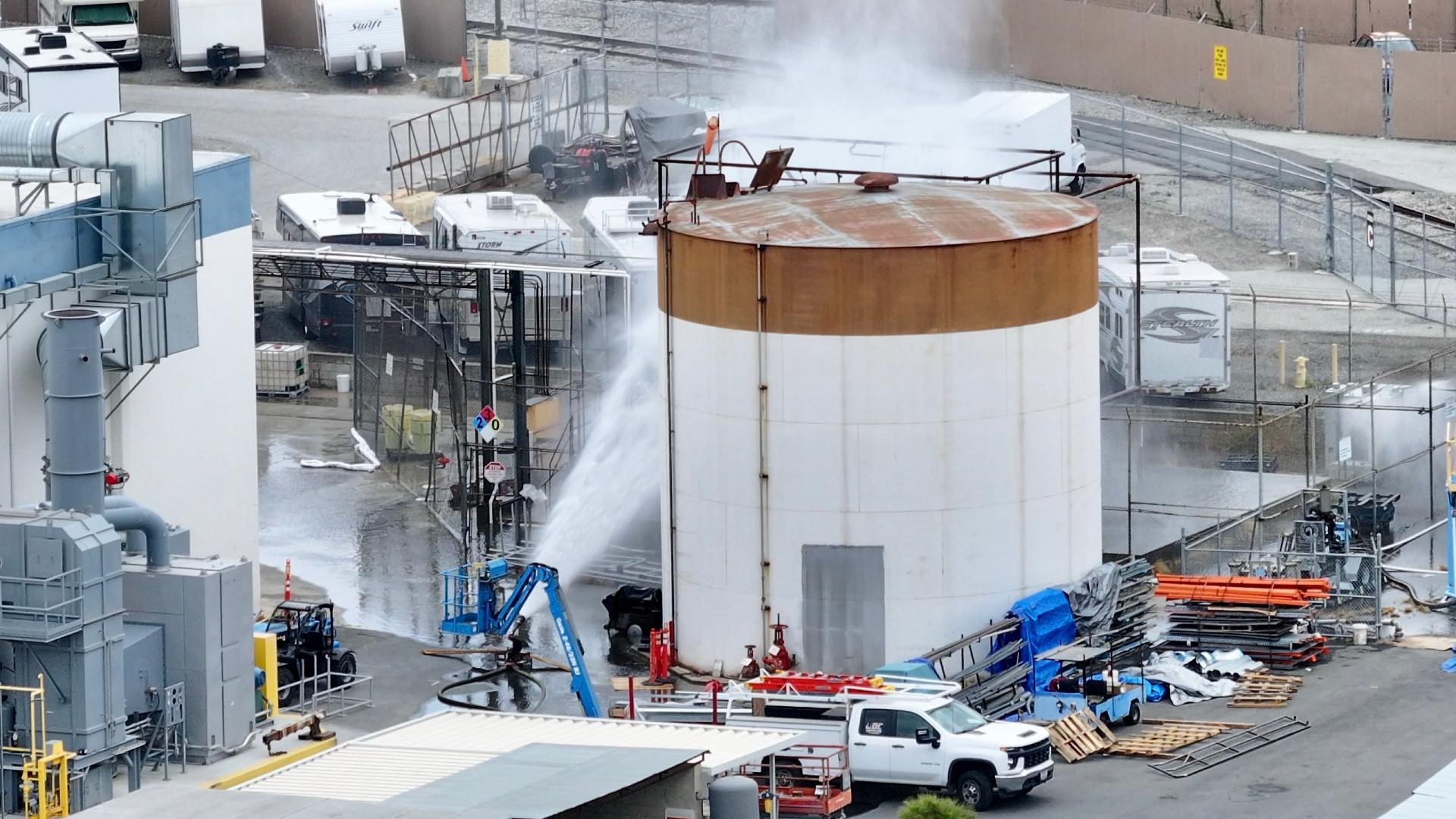 40,000 people under evacuation orders after a chemical tank leak in