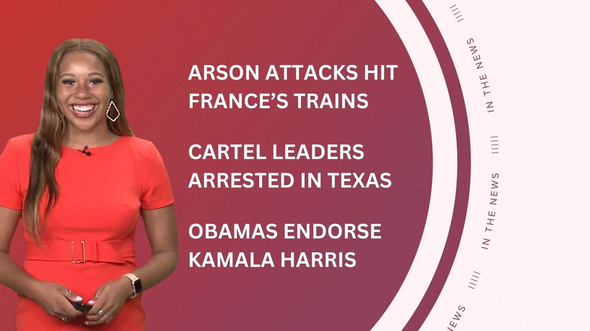 A look at what is happening in the news from attacks on France's train system to the Obamas endorse Kamala Harris and more.