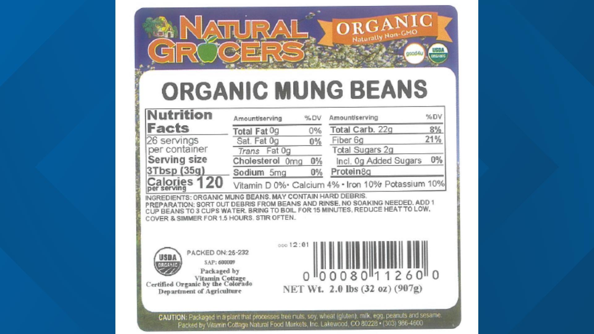 Potential Product Example Mung Bean bags recalled in 22 states due to potential 'sharp glass ...