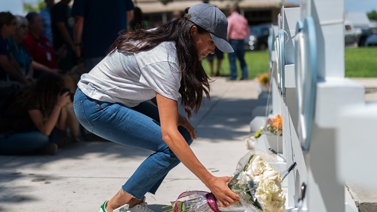 Meghan Markle makes visit to Texas school shooting memorial