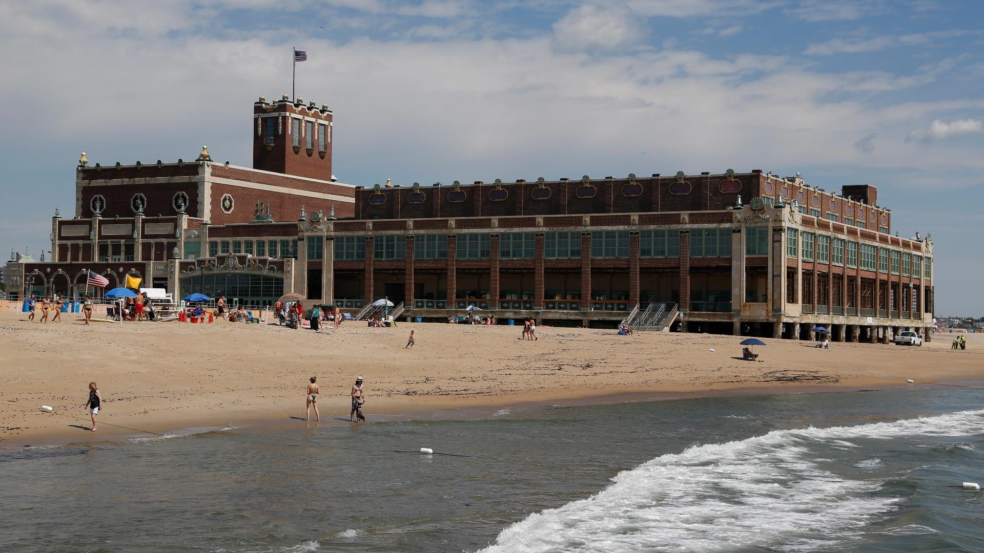 A lifeguard in Asbury Park, New Jersey, is recovering after she was impaled by a flying beach umbrella during a freak accident on Wednesday morning.
