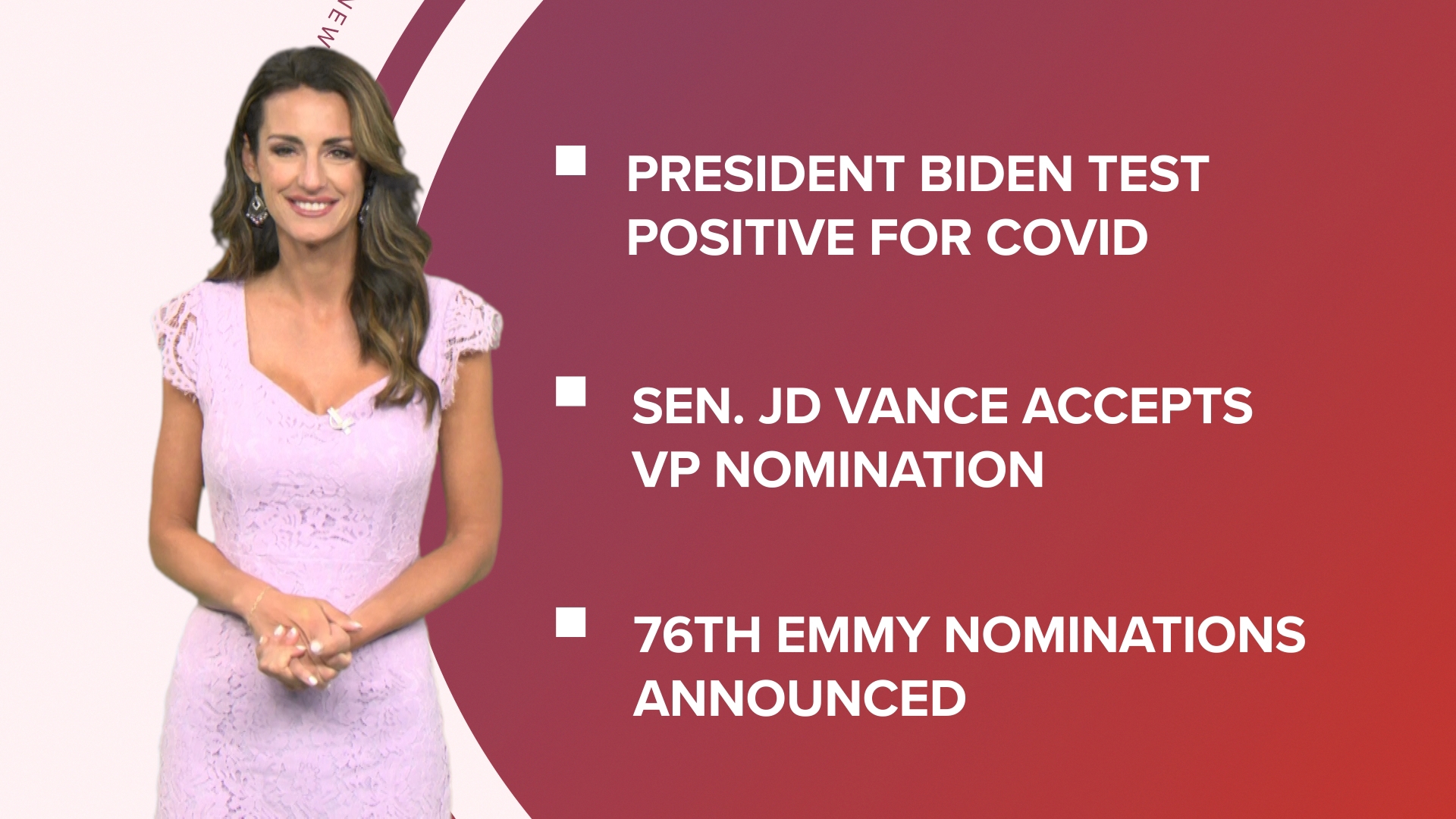 A look at what is happening in the news from Pres. Biden isolating after positive COVID test to fact-checking JD Vance's RNC speech and the 76th Emmy nominations.