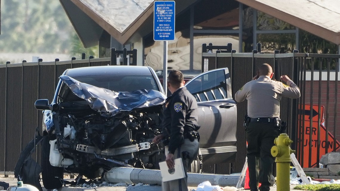 Car crashes into Los Angeles sheriff's department recruits on