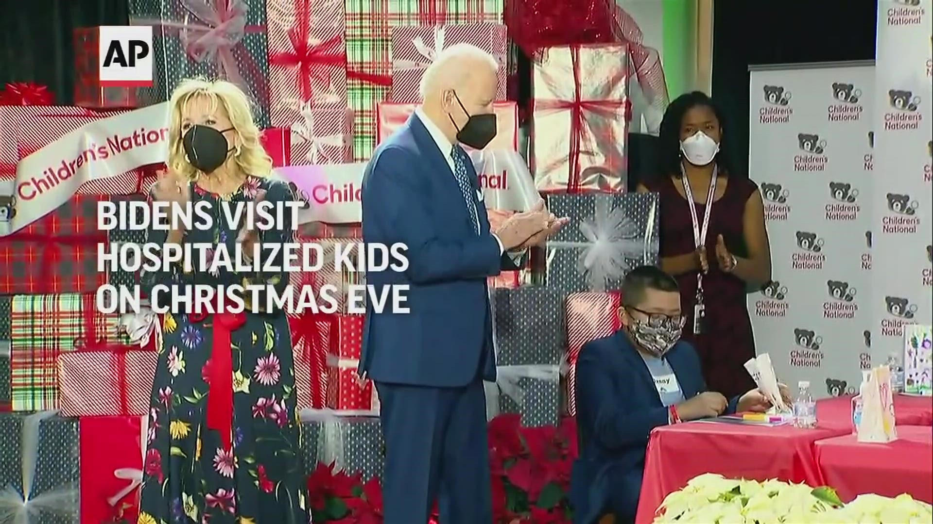 President Joe Biden and first lady Jill Biden brought some Christmas Eve cheer to hospitalized children who aren't well enough to go home for holidays.