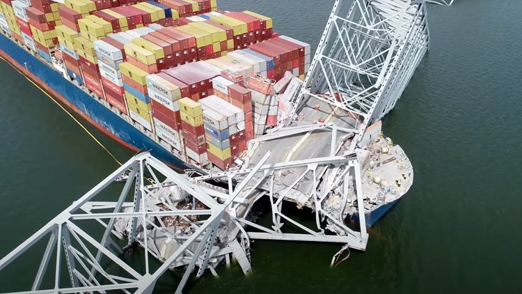 Crews carefully prepare to remove first piece of twisted steel from collapsed Baltimore bridge