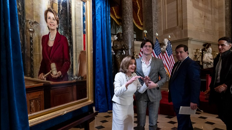 Pelosi portrait unveiled, historic 1st of a female speaker