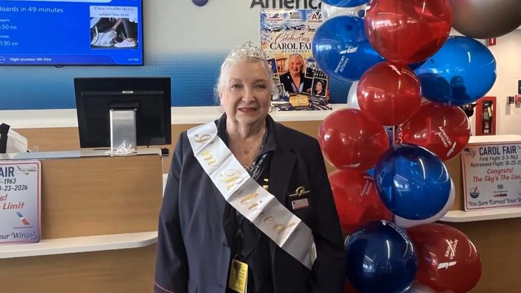 After 63 years in the sky, American Airlines' most senior flight attendant takes her final flight