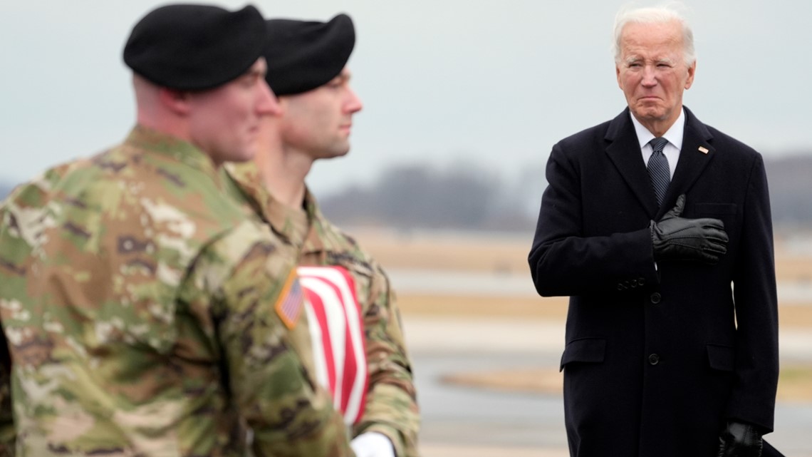 Biden meets grieving families of 3 US troops killed in Jordan | wqad.com