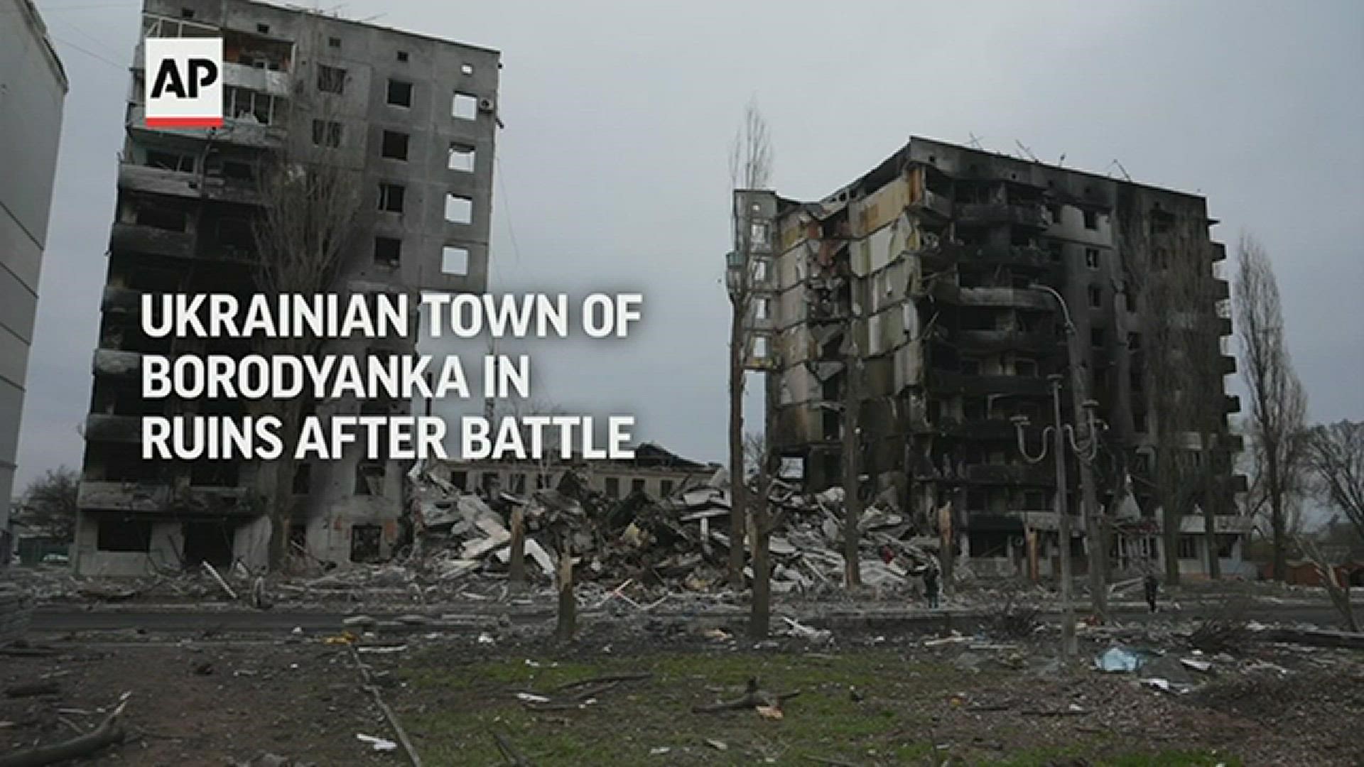 Several apartment buildings were destroyed during fighting between Russian troops and Ukrainian forces in Borodyanka, about 40 miles northwest of Kyiv.